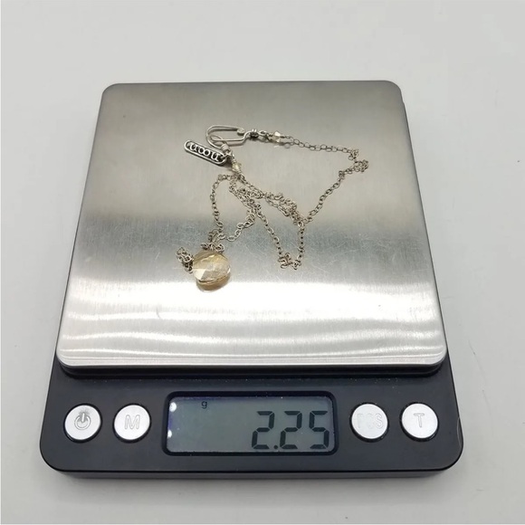 N091  Sterling Silver & Faceted Teardrop Citrine Pendant Necklace 15.5" - Picture 5 of 5